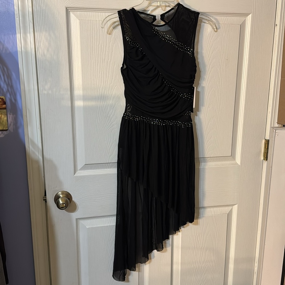 iEFiEL Dancewear S Black Leotard Pull-on with gemstones cascading skirt - Picture 13 of 15